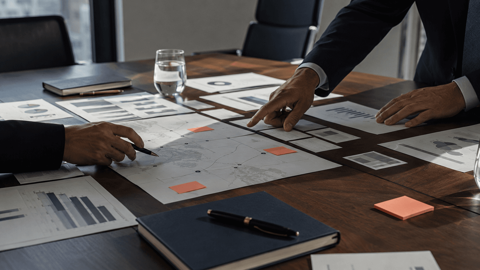 Workshop estratégico — executivos planejando o futuro da empresa